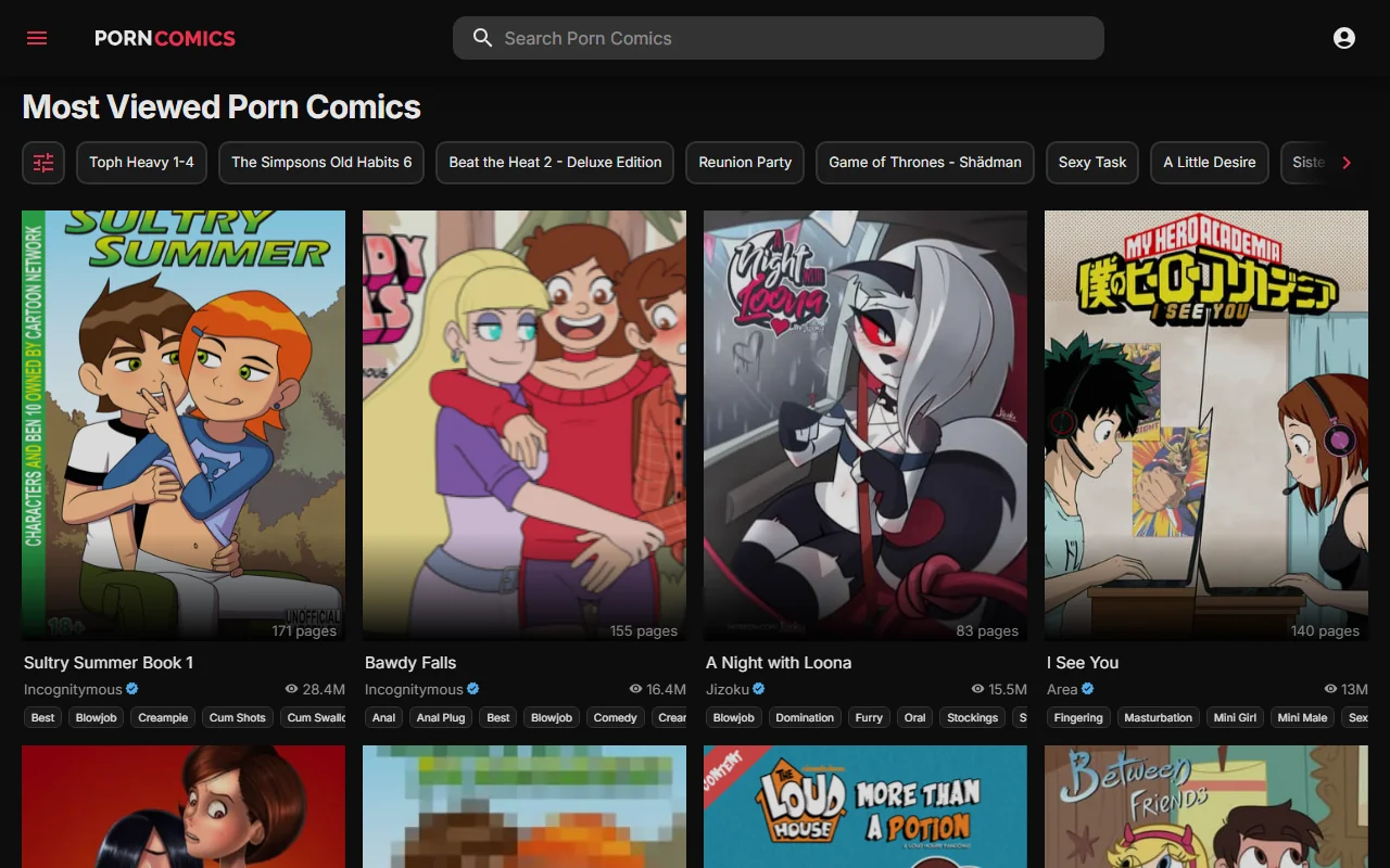 Screenshot of Porncomicseu Website Review